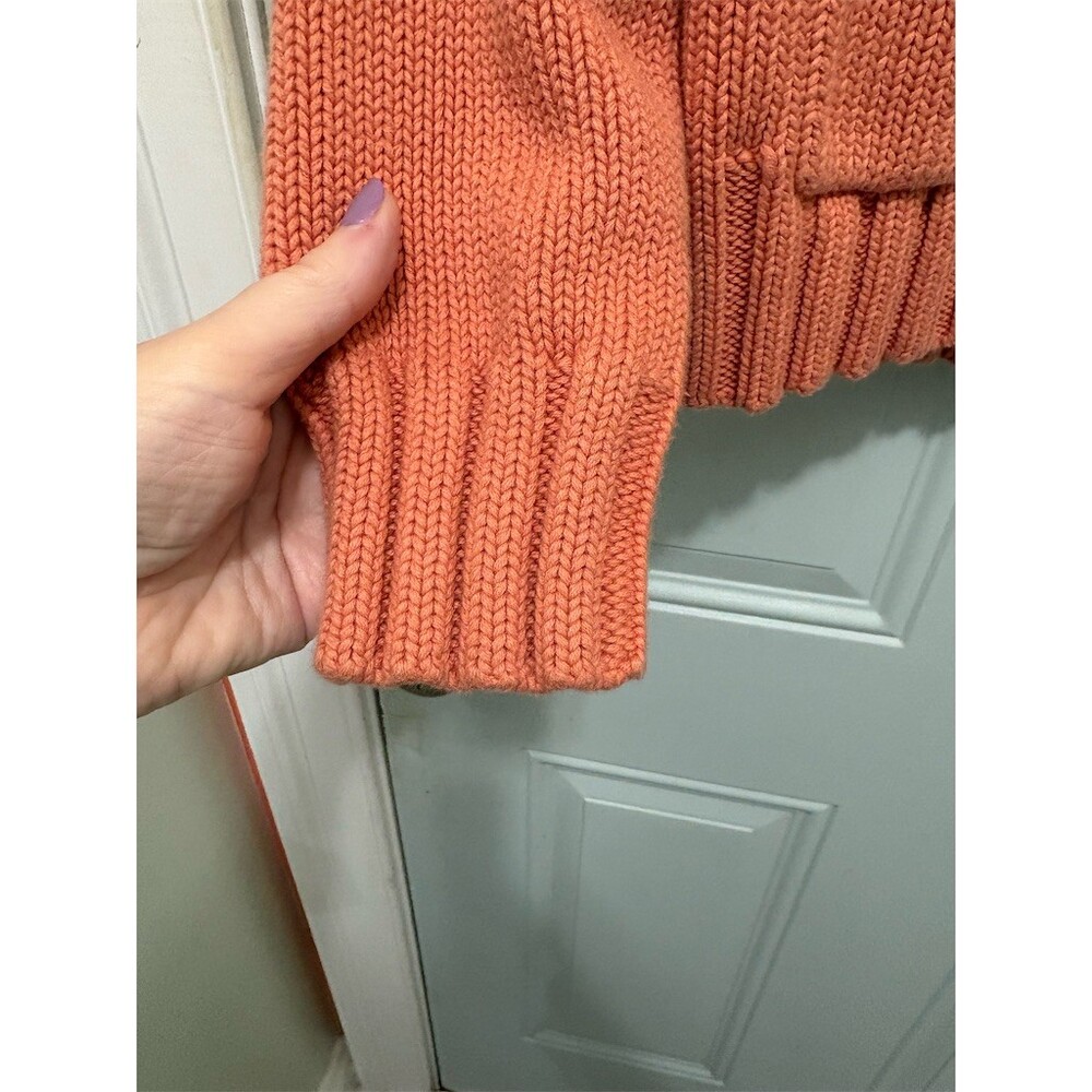 Chico's Cardigan Sweater Womens Size 2 Large Orange Chunky Knit Button - Picture 3 of 10